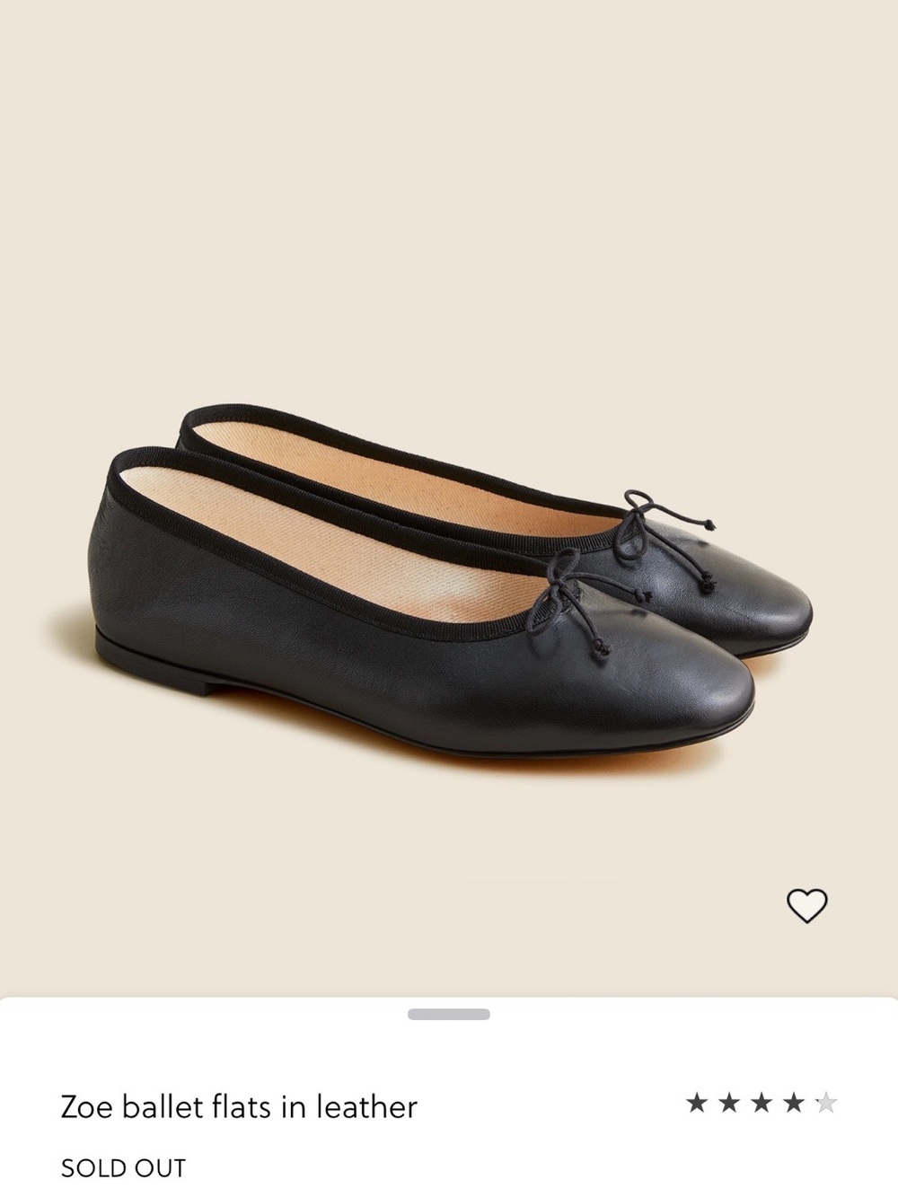 J. Crew Black Leather Zoe Ballet Flats with Bow Trim